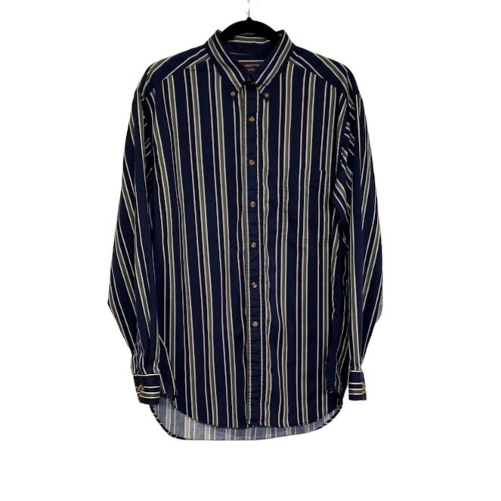 Vintage 90s Roundtree & Yorke Shirt Men's Medium Striped Preppy Casual Heavy